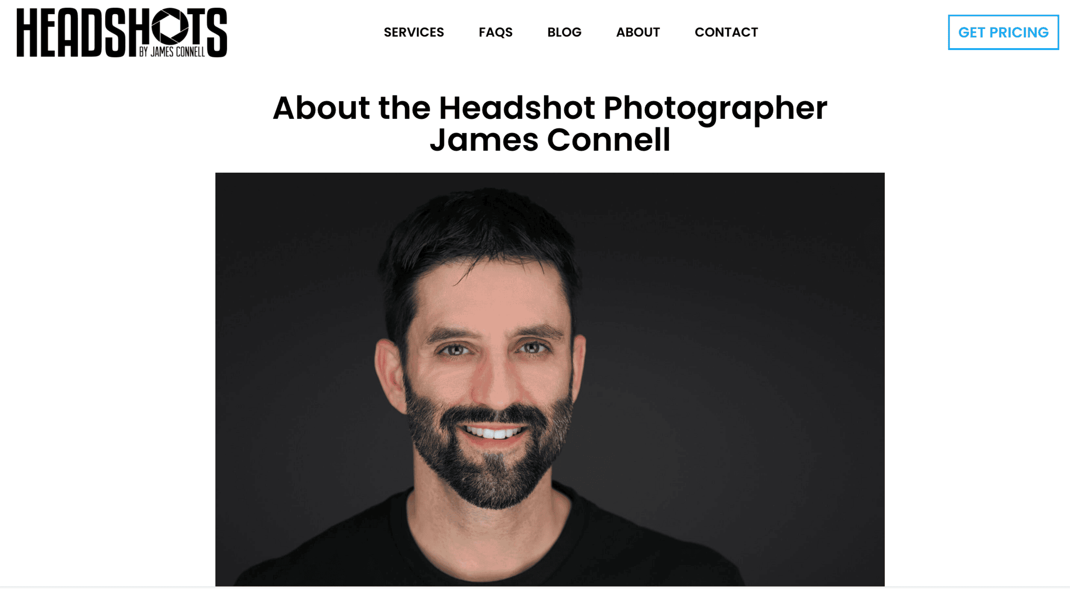 Example of Professional Headshot being used on an About webpage.