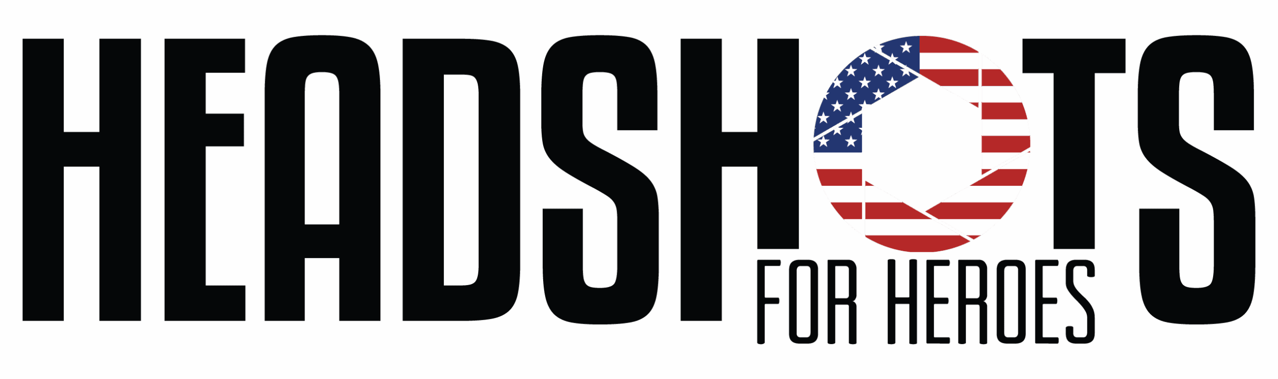 Headshots for Heroes logo with American flag camera shutter