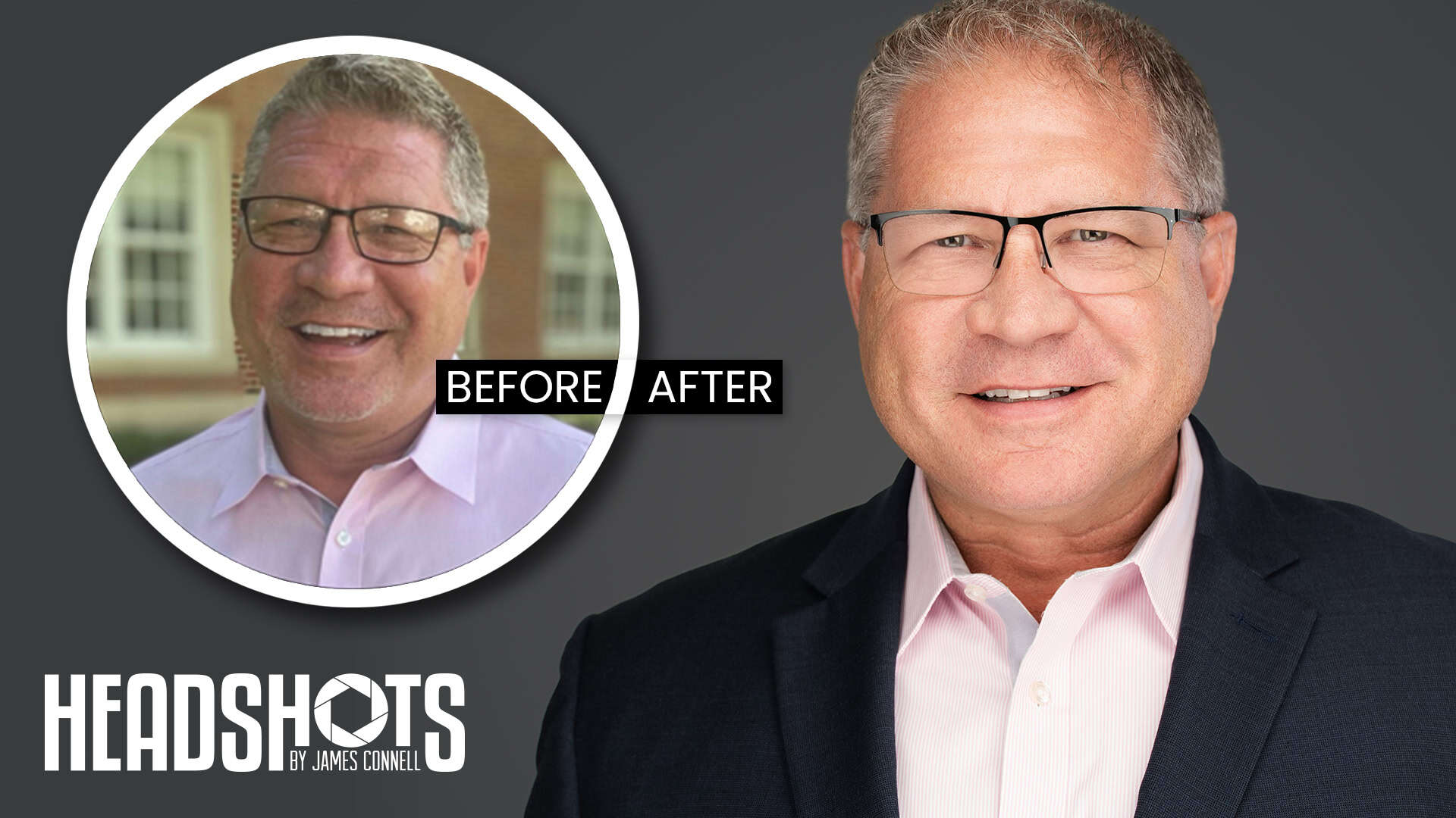 Before and After Headshots Tampa showing transformation for a science professional