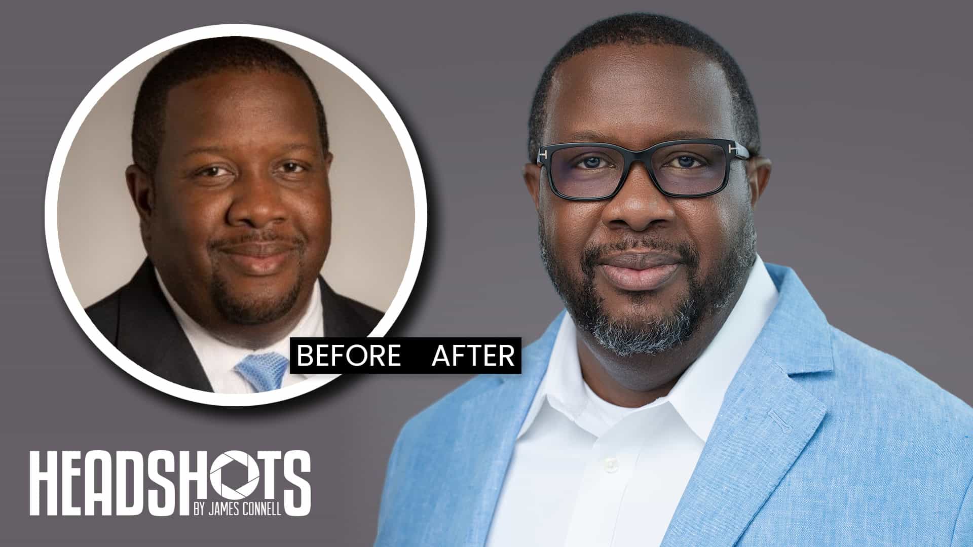 Before and After Headshots Tampa for a Senior Director
