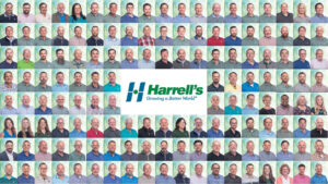 Harrell's Corporate Headshots on-site mobile studio set up for 3 years of headshots with a composite background.