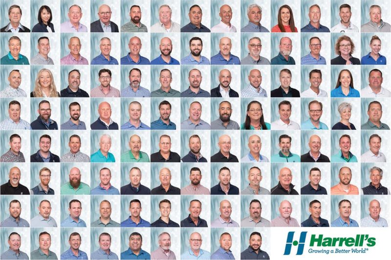 A large group corporate team headshot for Harrell's LLC, headquartered in Lakeland, FL, photographed by James Connell.