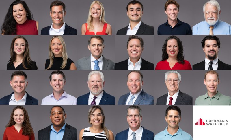 Cushman and Wakefield corporate team photo grid for Tampa business team headshots.