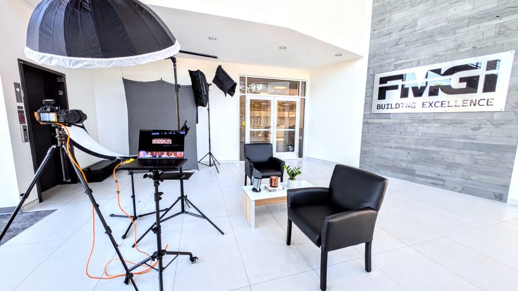 Onsite mobile studio setup for Headshots for Construction Companies in Tampa Bay at FMGI in Tampa