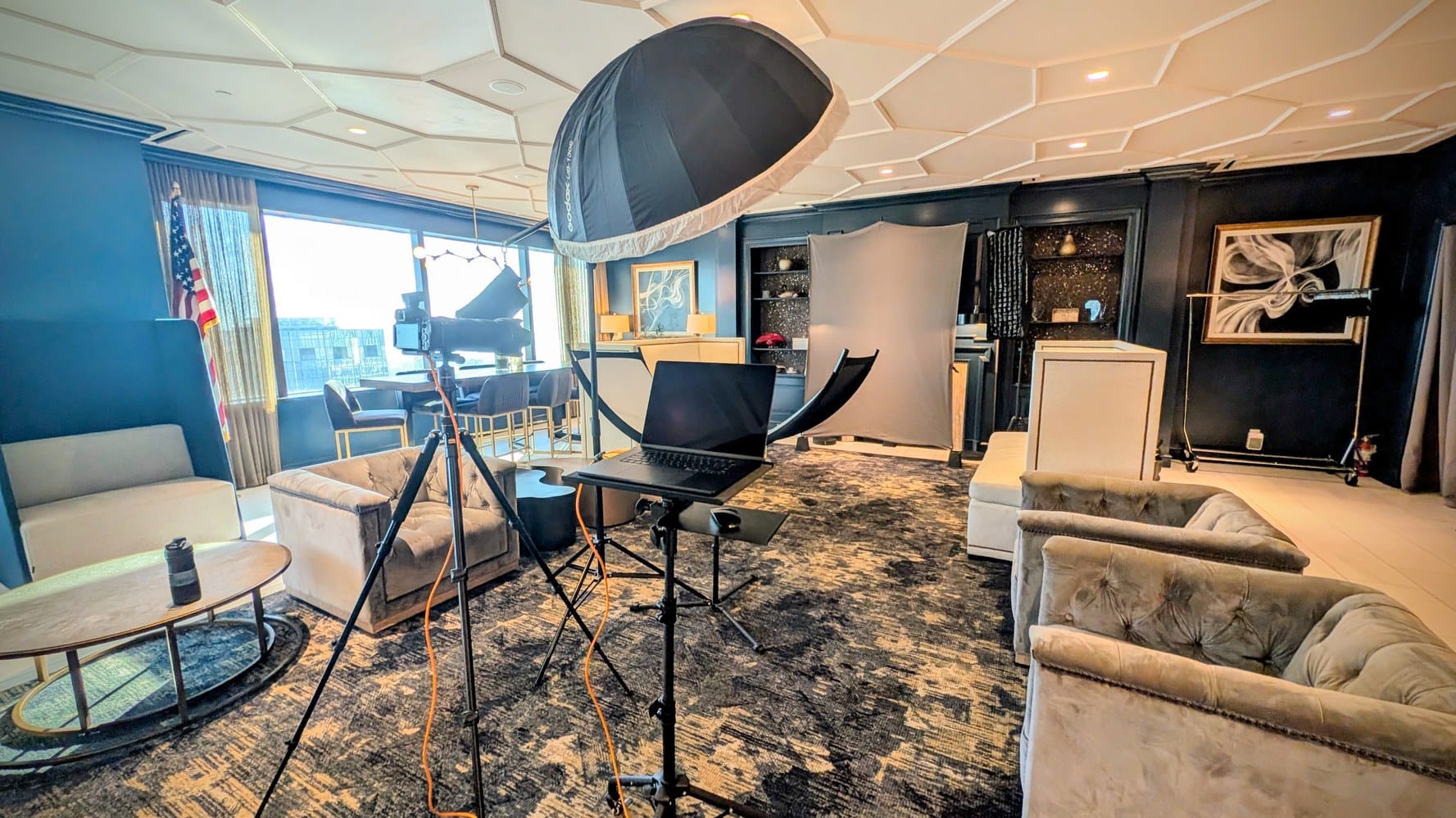 Professional headshot photographer Tampa Bay — mobile on-site corporate studio setup
