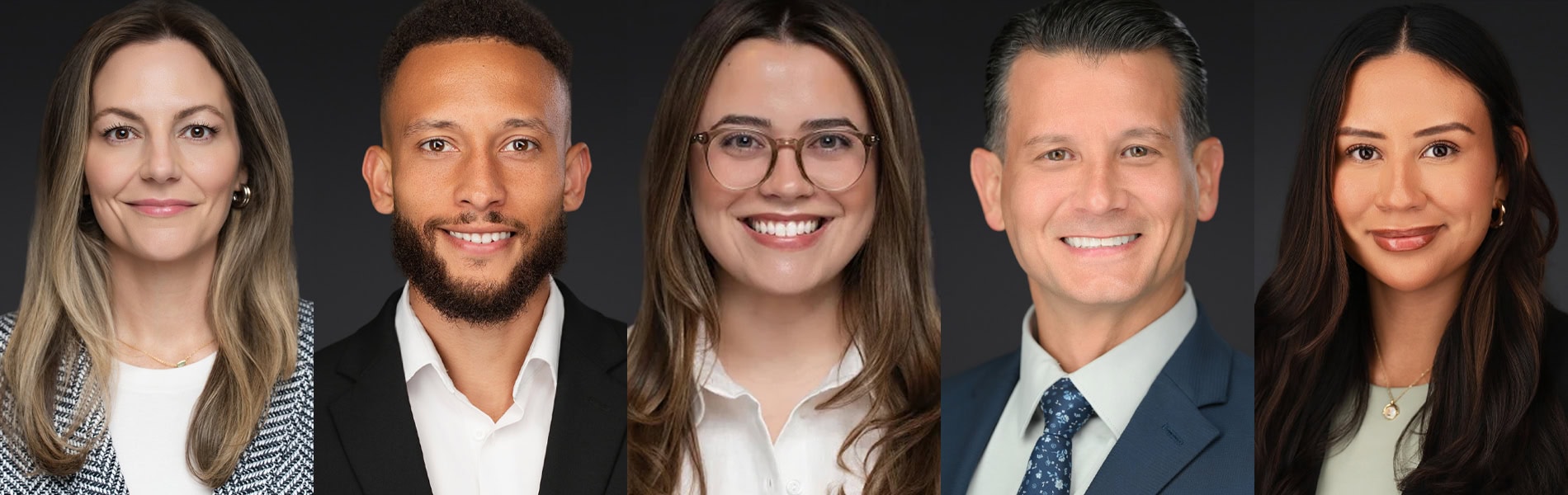 A collage of five diverse, professional corporate headshots by Headshots by James Connell in Tampa.