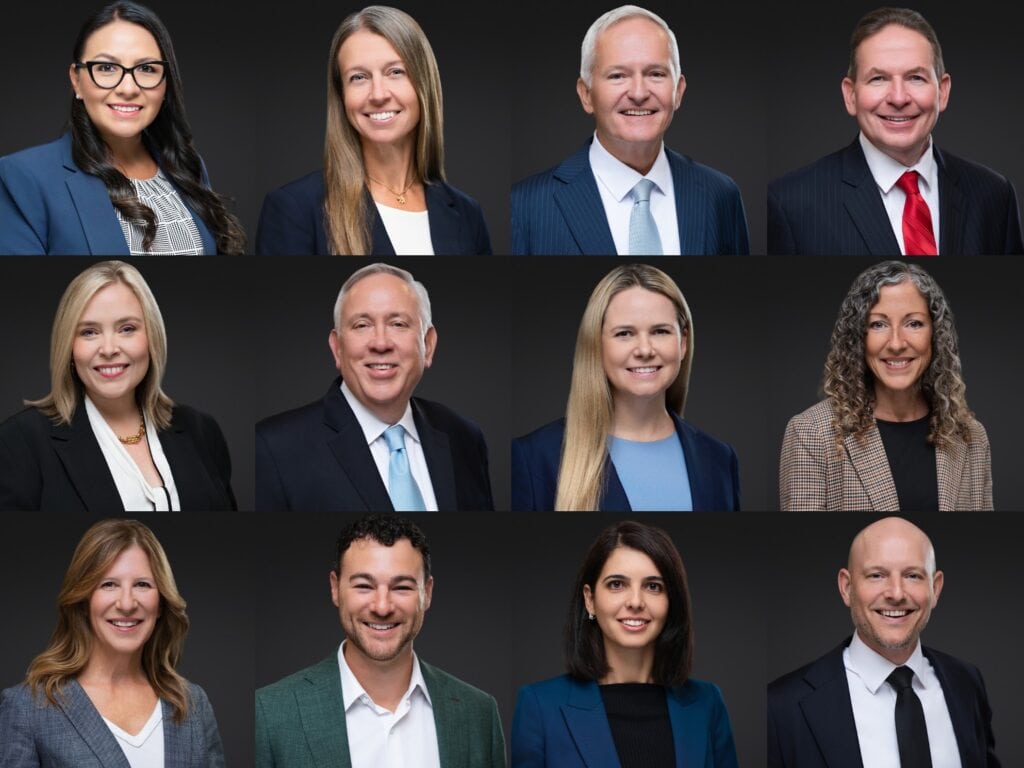 Axogen team headshots in Tampa, twelve consistent corporate portraits on a dark backdrop
